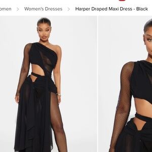 Harper Draped Maxi Dress - Black